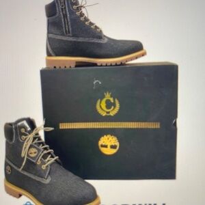 Timberland X Culture Kings Mens Black Denim Waterproof Boots Size 13W NIB